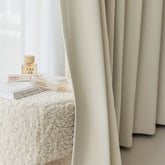 Cortina Personalizada Halle Cream Japandi Algodão Linho Blackout Preto